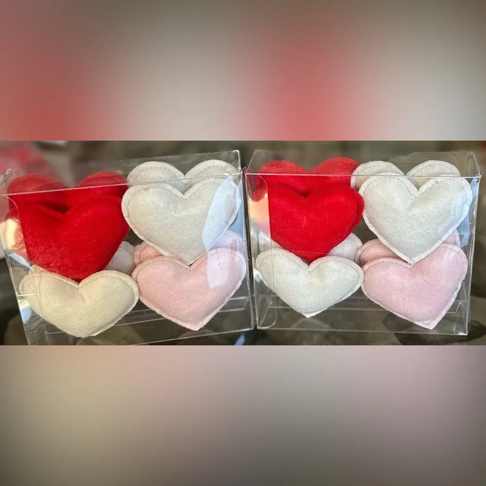 ‼️RARE‼️🎸SPRITZ🎸🔥NWT🔥Felt Stuffed Hearts-Pink, White, & Red (16)